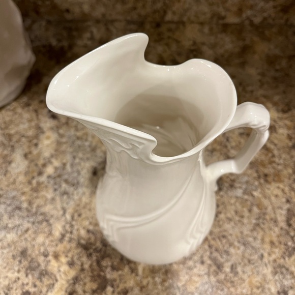 Vintage I. Godinger & Co. Embossed Ivory Porcelain Pitcher - Picture 10 of 14